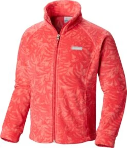 Columbia Benton Springs II Printed Fleece Jacket - Girls|-|Manteau En Laine Polaire Imprimée Benton Springs II - Fille -Columbia Shop COL 1618281 7EHot 20Coral 20Palm 20Leaves