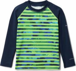 Columbia Sandy Shores Printed Long Sleeve Sunguard - Toddler Girls|-|Maillot De Surf à Manches Longues Et Imprimé Sandy Shores - Toute Petite Fille -Columbia Shop COL 1833162 7EGreen 20Mamba 20Tie 20Dye 20Stripe 20 20Coll 20Navy