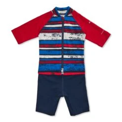 Columbia Sandy Shores Sunguard Suit - Toddler|-|Combinaison De Surf Sandy Shores - Tout-petit -Columbia Shop COL 1833181 7ECollegiate 20Navy 20Texture 20Stripe 20 20Mountain 20Red b34e1bb9 2d3b 4025 b448 0ea33a0e8500