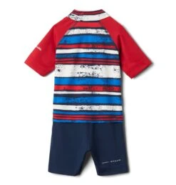 Columbia Sandy Shores Sunguard Suit - Infant|-|Combinaison De Surf Sandy Shores - Nourrisson -Columbia Shop COL 1833182 7E 7EBack 20Collegiate 20Navy 20Texture 20Stripe 20 20Moutain 20Red