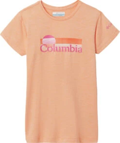 Columbia Mission Peak Short Sleeve Graphic T-Shirt - Girls|-|T-shirt Graphique à Manches Courtes Mission Peak - Fille -Columbia Shop COL 1989661 7EPeach 20Heather 20 20Inverted 20Stripes 20Graphic